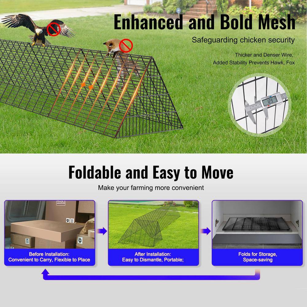 ATENGNES 157.5 in. x 39.4 in. x 24.2 in. Outside Portable Chicken Tunnels with Corner Frames Fence Kit for Ducks, Rabbits