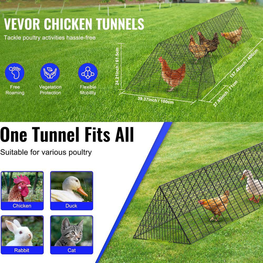 ATENGNES 157.5 in. x 39.4 in. x 24.2 in. Outside Portable Chicken Tunnels with Corner Frames Fence Kit for Ducks, Rabbits