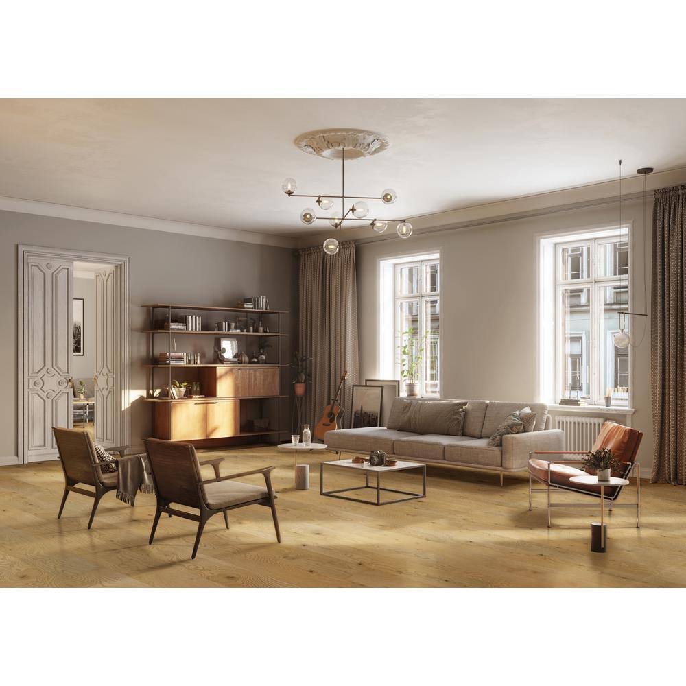 A&A Surfaces Woodridge Aurora Gold Oak 0.28 in. x 6.5 in. Waterproof Wire Brushed Engineered Hardwood Flooring (21.67 sq. ft./case)