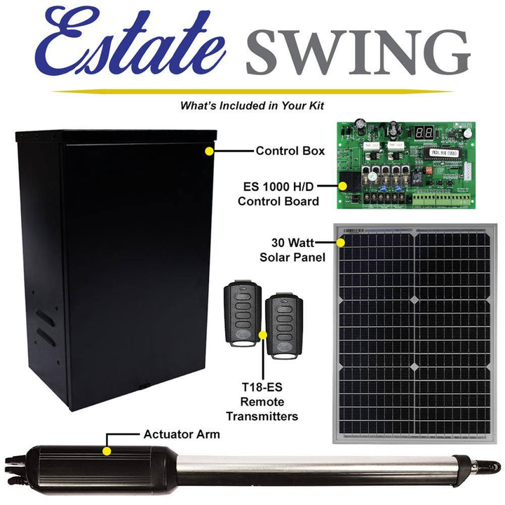 Single Swing Automatic Gate Opener Kit with 30-Watt Solar Panel