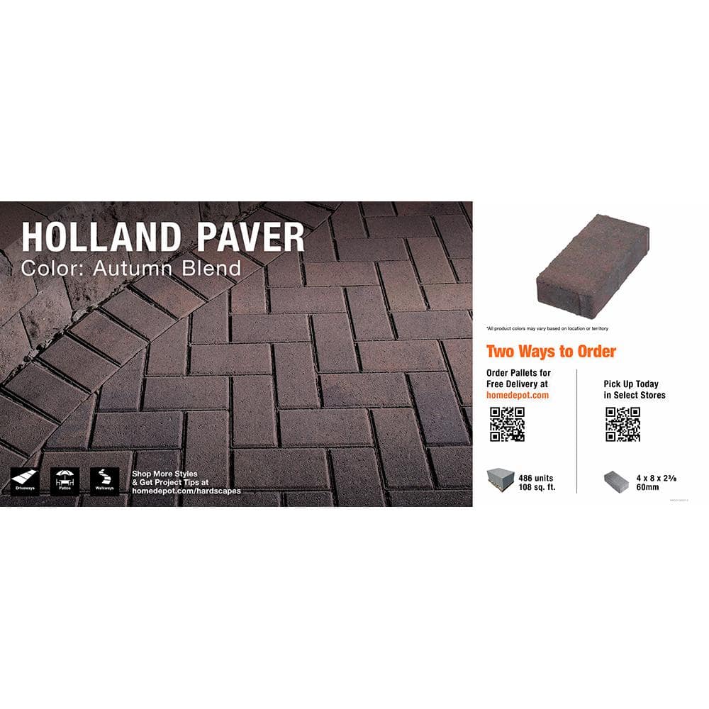 Oldcastle Paper Sample Only: 8 in. x 4 in. x 2.25 in. Autumn Blend Concrete Holland Paver Sample Board (1-Piece)