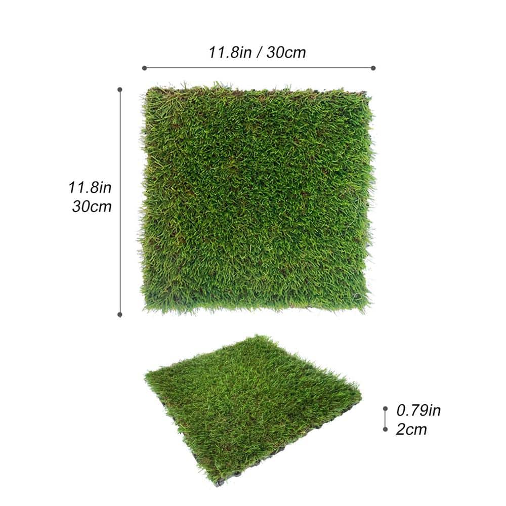 WRIGHTMASTER 0.98ft. x 0.98ft. Glass Deck PE and PP Composite Interlocking Deck Tile in Autumn Grass (33.5 sq. ft. Per Box)