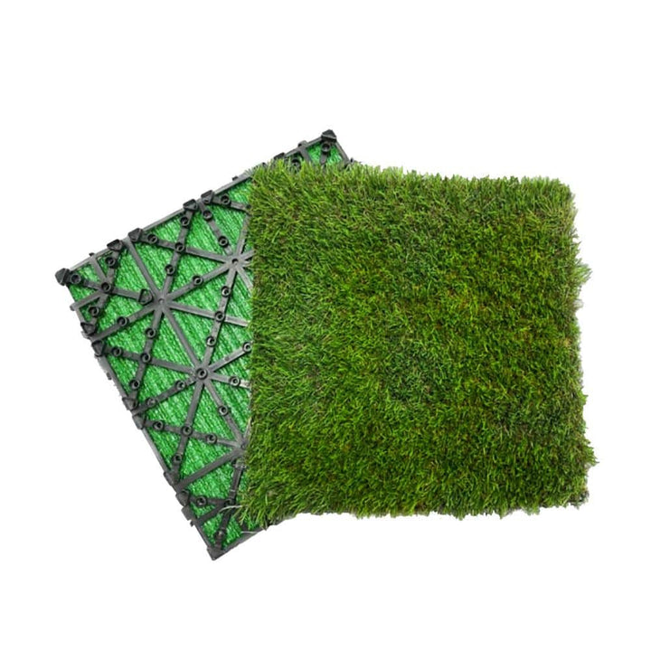 WRIGHTMASTER 0.98ft. x 0.98ft. Glass Deck PE and PP Composite Interlocking Deck Tile in Autumn Grass (33.5 sq. ft. Per Box)