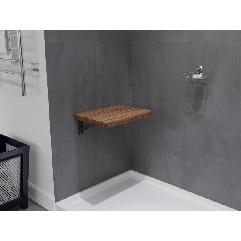 ANZZI Shoren 12.6 in. Teak Wall Mounted Shower Seat