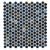 MSI Penny Round Azul 11.3 in. x 12.2 in. x 6mm Glossy Porcelain Mesh-Mounted Mosaic Tile (14.4 sq. ft. / Case)
