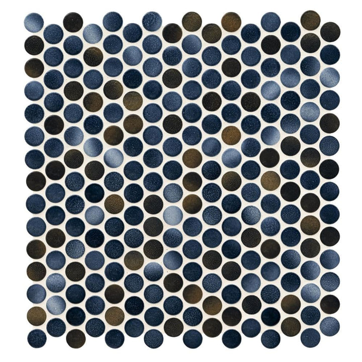 MSI Penny Round Azul 11.3 in. x 12.2 in. x 6mm Glossy Porcelain Mesh-Mounted Mosaic Tile (14.4 sq. ft. / Case)