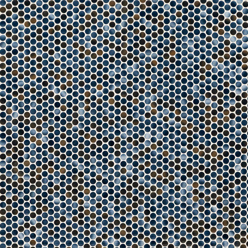 MSI Penny Round Azul 11.3 in. x 12.2 in. x 6mm Glossy Porcelain Mesh-Mounted Mosaic Tile (14.4 sq. ft. / Case)