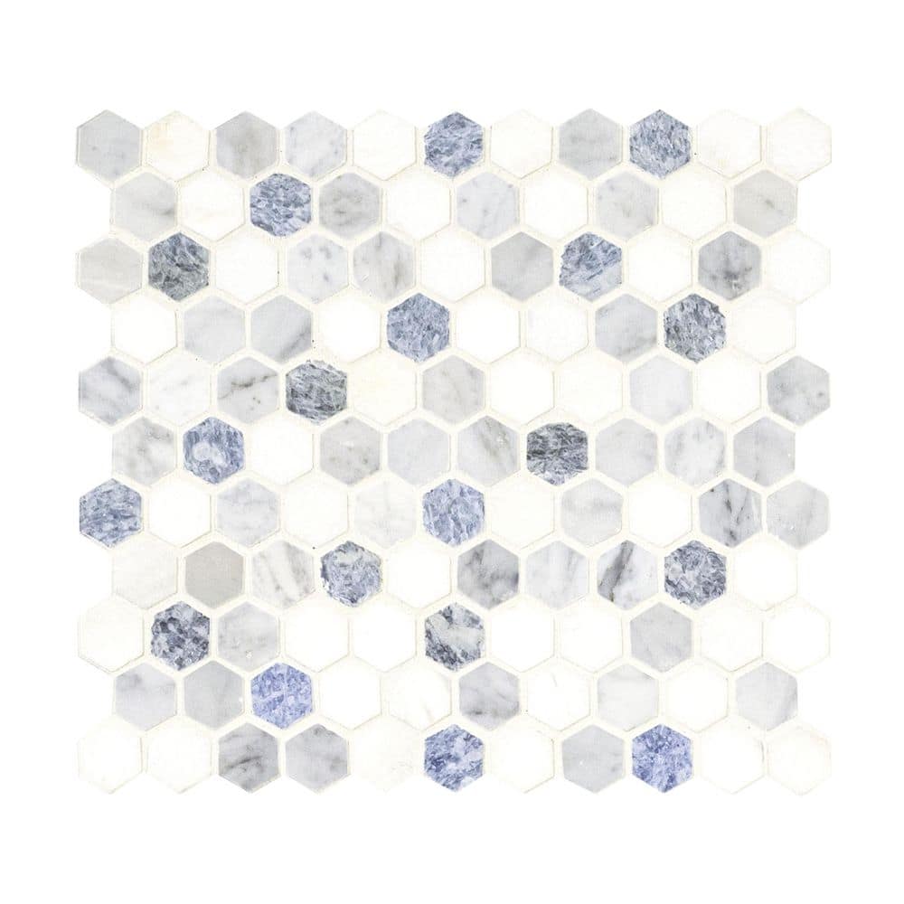 MSI Azula Hexagon 11.81 in. x 11.61 in. x 10mm Polished Marble Mesh-Mounted Mosaic Tile (9.6 sq. ft. / Case)