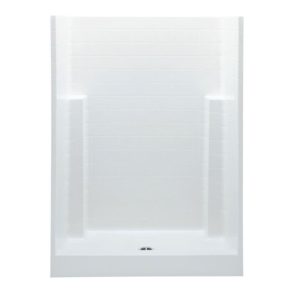 Everyday Textured Tile 54 in. x 27.5 in. x 72 in. 1-Piece Shower Stall with Center Drain in White - Super Arbor