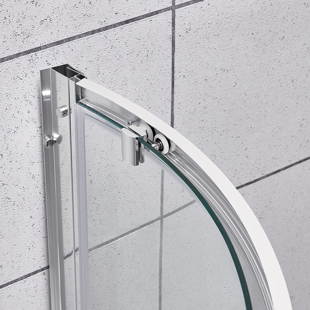 Maia 34 in. x 72.80 in. Semi-Frameless Sliding Shower Door in Chrome with 34 in. x 34 in. Base in White - Super Arbor