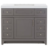 Rosedale 42 in. W x 19 in. D Bath Vanity in Taupe Gray with Cultured Marble Vanity Top in White with White Sink