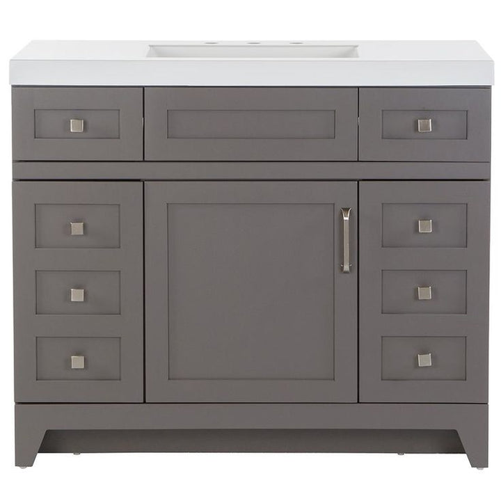 Rosedale 42 in. W x 19 in. D Bath Vanity in Taupe Gray with Cultured Marble Vanity Top in White with White Sink