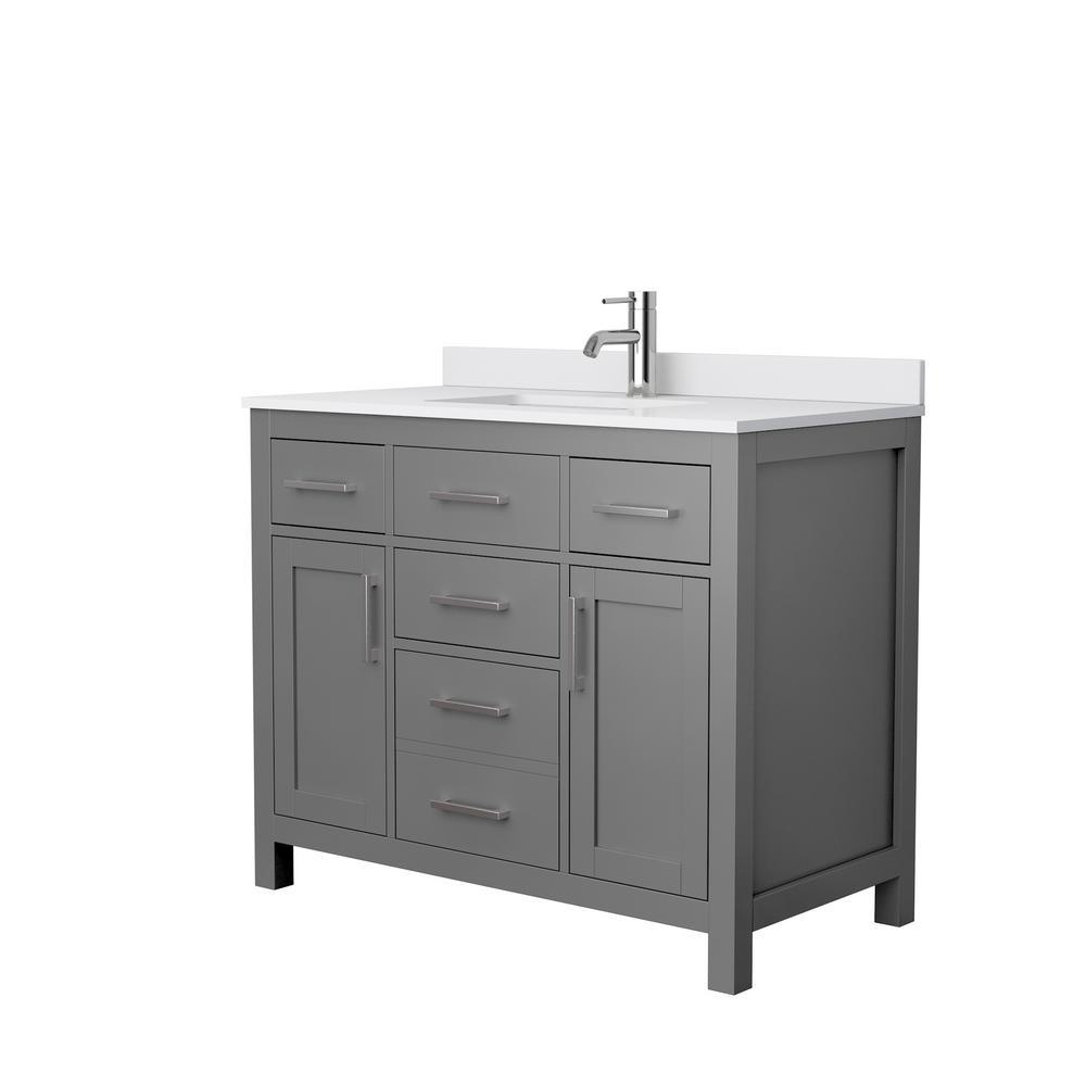 Beckett 42 in. W x 22 in. D Single Vanity in White with Cultured Marble Vanity Top in White with White Basin - Super Arbor