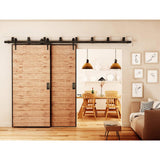 8 ft./96 in. Country Style Bypass Steel Sliding Barn Wood Door Hardware Roller Track Kit for Wood and Concrete Wall - Super Arbor