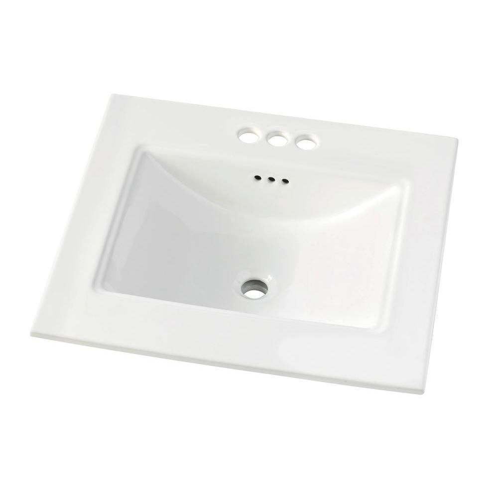 Aravo 24.5 in. W x 22 in. D Vitreous China Vanity Top in White with Integrated Basin - Super Arbor