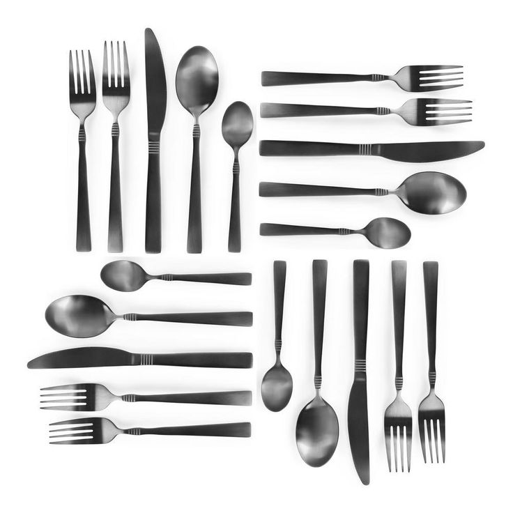 Cravat 20-Piece Matte Black Flatware Utensil Set, 18/10 Stainless Steel Silverware Metal (Service for 4)