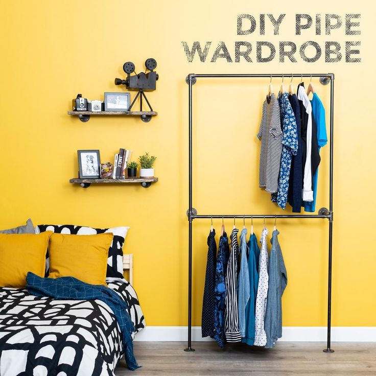 1/2 in. x 3.2 ft. L Black Pipe 2-Tier Wall Mounted Clothing Rack Kit