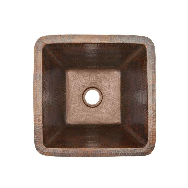 Undermount Hammered Copper 15 in. 0-Hole Bar Sink with 2 in. Drain Opening in Oil Rubbed Bronze