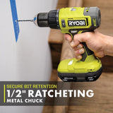 18-Volt ONE+ Cordless 1/2 in. Hammer Drill/Driver with Handle with 2.0 Ah Battery and Charger Kit