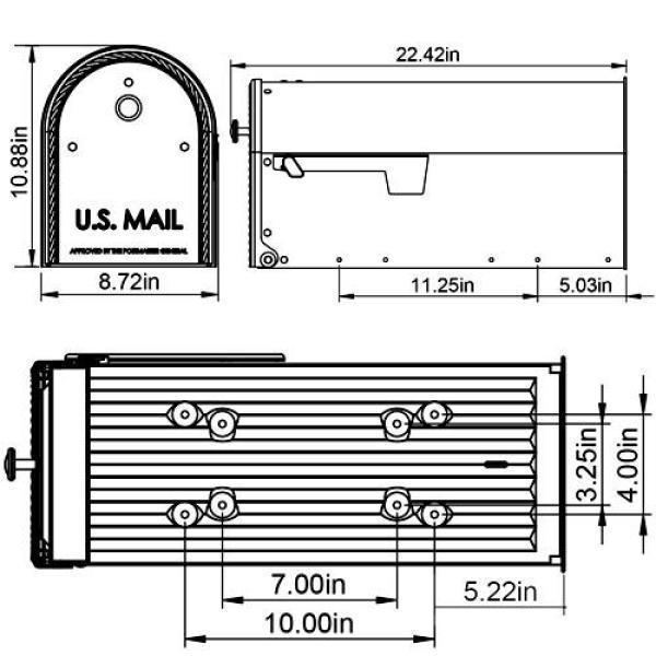Edwards Large, Steel, Post Mount Mailbox, Black - Super Arbor