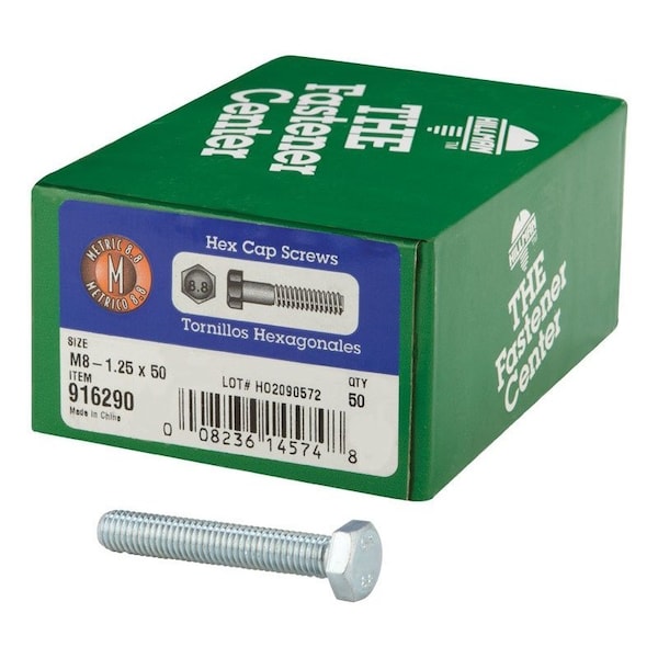 Hillman M8-1.25 x 50 mm Heat-Treated Steel Hex Head Cap Screw, 50-Pack