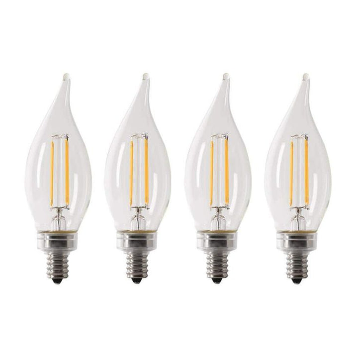 Feit Electric 40-Watt Equivalent CA10 Candelabra Dimmable Filament CEC Clear Glass Chandelier LED Light Bulb, Daylight (4-Pack)