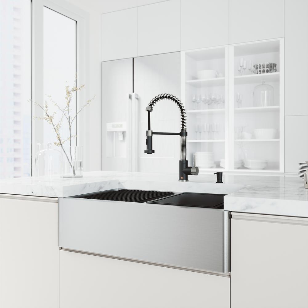 Oxford Stainless Steel 33 in. Double Bowl Flat Farmhouse Apron-Front Workstation Kitchen Sink with Accessories - Super Arbor