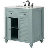 Hamilton Shutter 31 in. W x 22 in. D Bath Vanity in Sea Glass with Granite Vanity Top in Grey with White Sink - Super Arbor