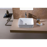 LUXIER Rectangular Bathroom Ceramic Vessel Sink Art Basin in White
