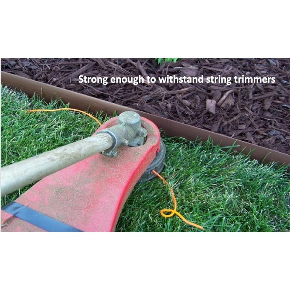 Valley View Industries 60 ft. L x 2 in. W x 3 in. H Light Brown Tall Resin Innovative Edge No Dig Edging with 9 in. Poly Stakes (30-Quantity) - Super Arbor