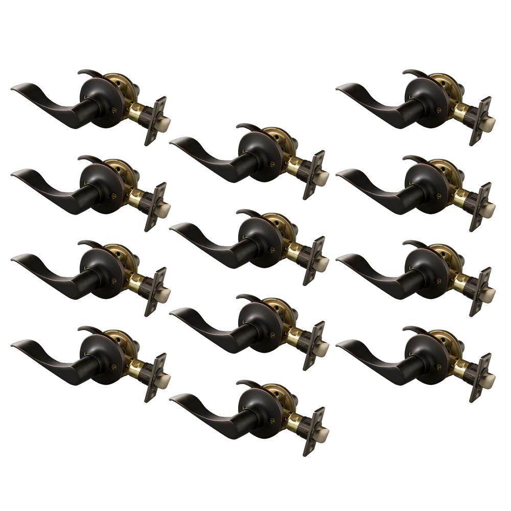 Stratford Satin Nickel Passage Hall/Closet Door Lever with Universal 6-Way Latch (6-Pack) - Super Arbor