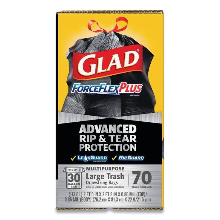 Glad 70-Pack 30-Gallon Black Plastic Can Trash Bag