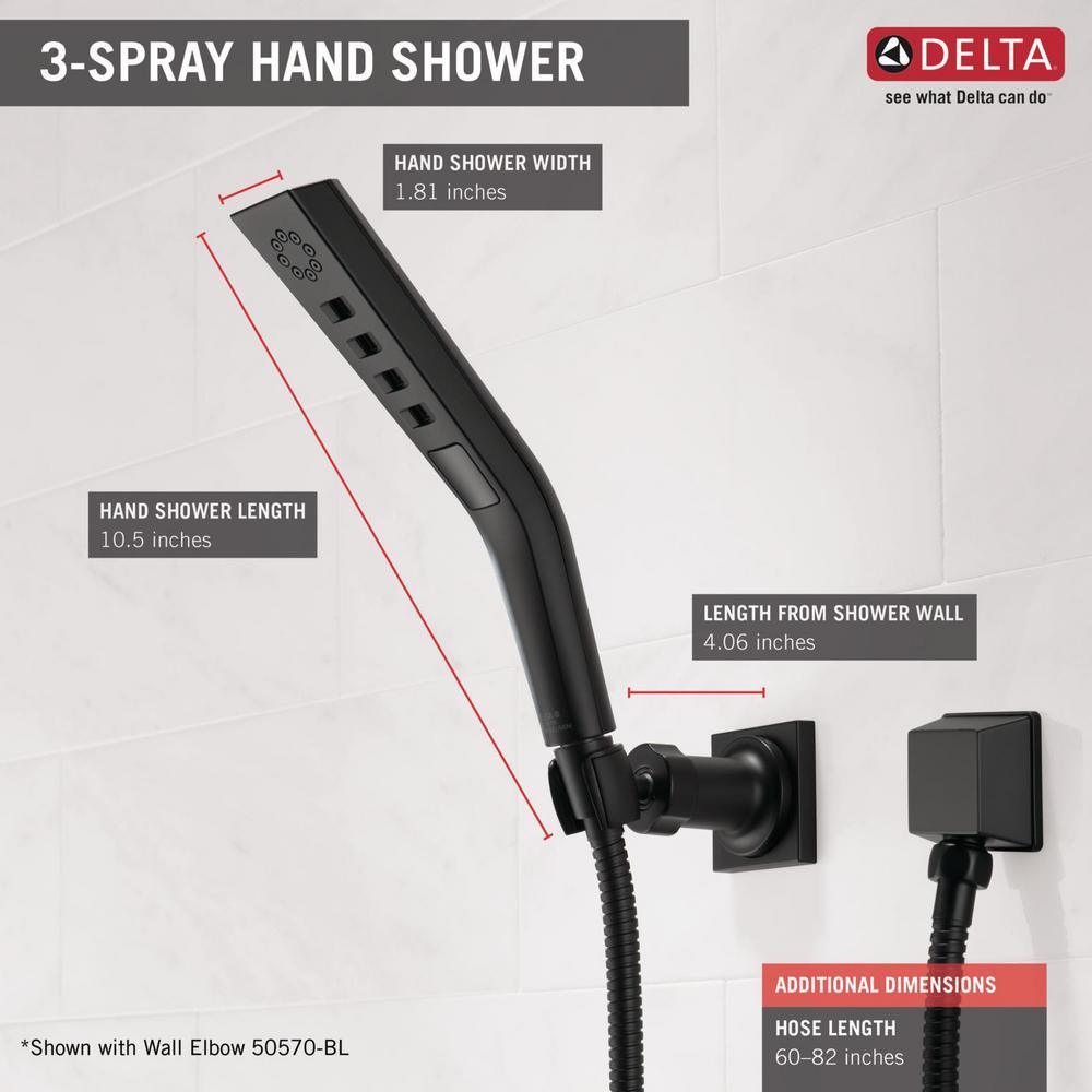 Pivotal 3-Spray 1.8 in. Single Wall Mount Handheld H2Okinetic Shower Head in Matte Black - Super Arbor