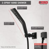 Pivotal 3-Spray 1.8 in. Single Wall Mount Handheld H2Okinetic Shower Head in Matte Black - Super Arbor