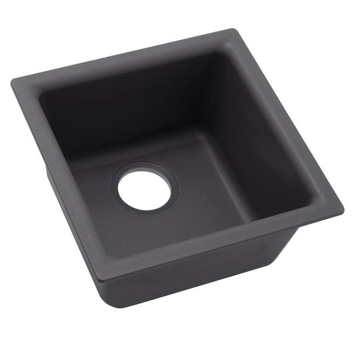 Quartz Luxe Drop-In/Undermount Composite 16 in. Bar Sink in Charcoal