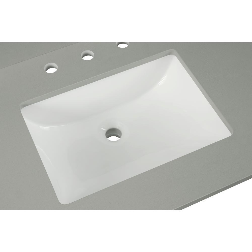 43 in. W x 22 in. D x 0.75 in. H Quartz Vanity Top in Earth Gray with White Basin - Super Arbor