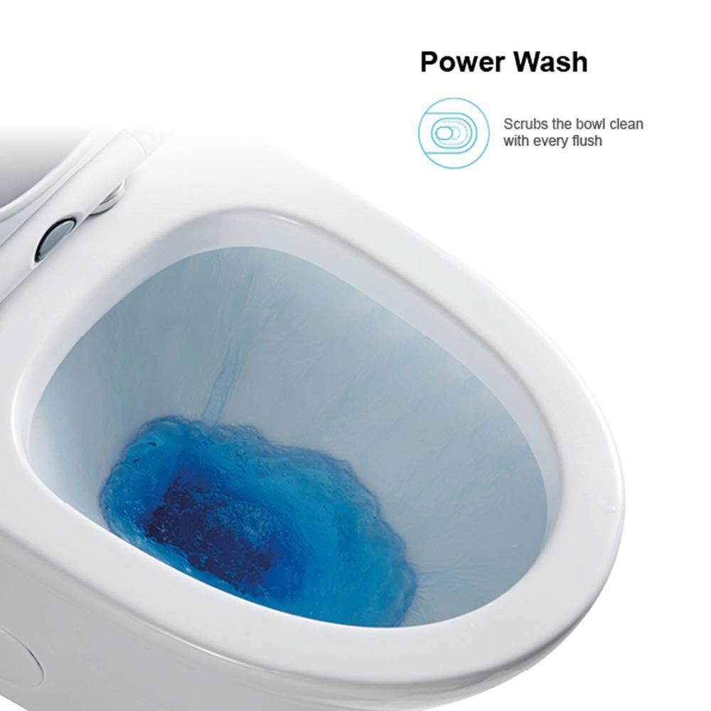 12 in. Rough-In 1-piece 1.1/ 1.6 GPF Dual Flush Elongated Siphonic Jet Toilet in White, Seat Included - Super Arbor
