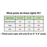 Relightable Solar 4 in. x 4 in. Silver Vinyl Outdoor Post Cap Deck Lights (4-Pack) - Super Arbor