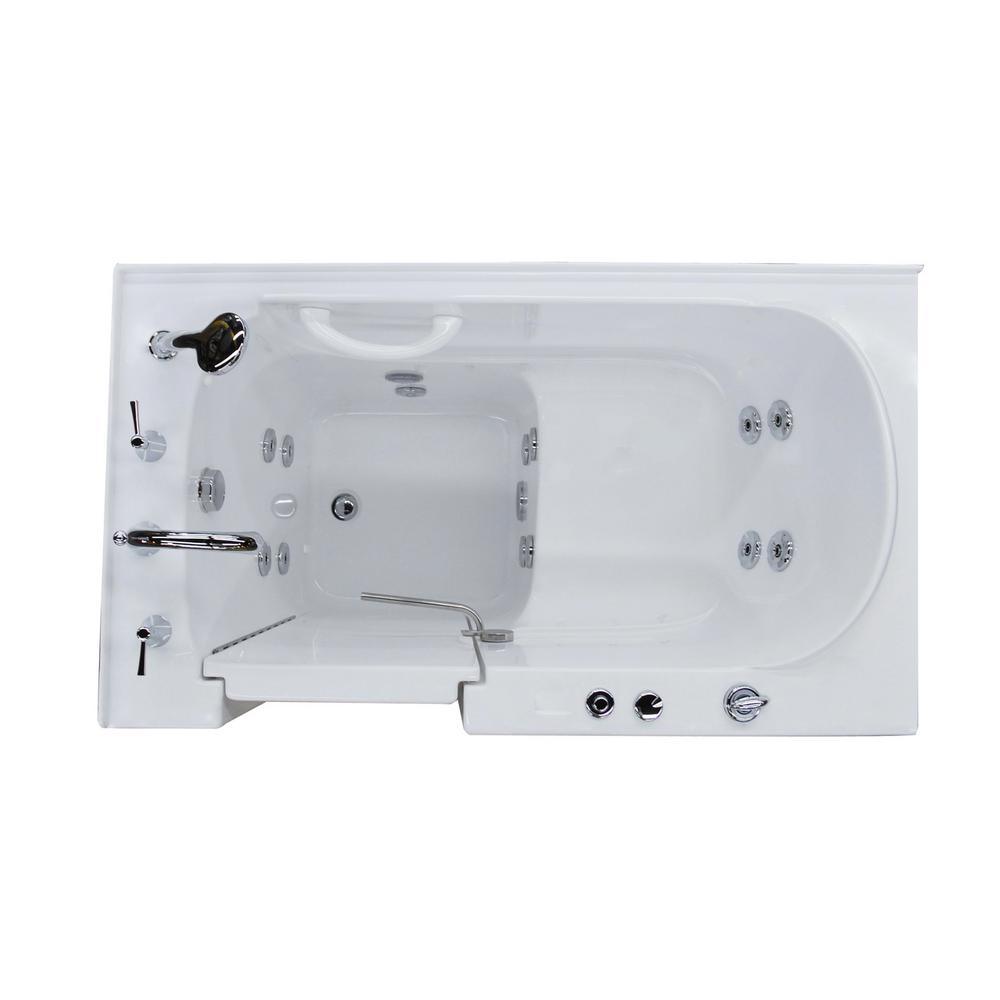 52.75 in. Walk-In Whirlpool Bathtub in White with 1.6 GPF Single Flush Toilet - Super Arbor
