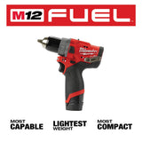M12 FUEL 12-Volt Lithium-Ion Brushless Cordless 1/2 in. Hammer Drill Kit with 4.0 Ah and 2.0 Ah Battery and Hard Case