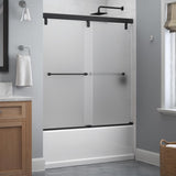 Everly 60 in. x 59-1/4 in. Mod Semi-Frameless Sliding Bathtub Door in Bronze and 1/4 in. (6mm) Clear Glass - Super Arbor