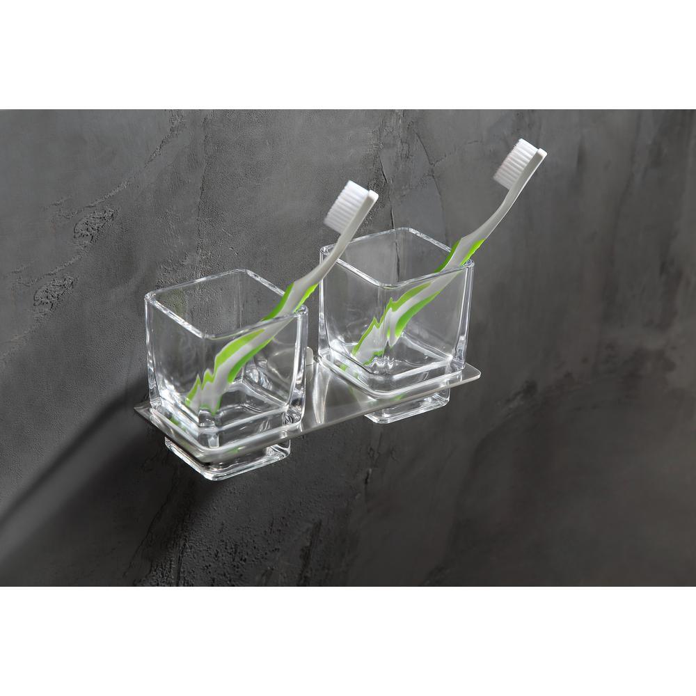 Caster 3 Series Dual Toothbrush Holder in Brushed Nickel - Super Arbor