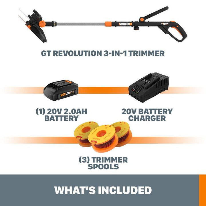 Worx PowerShare 20-Volt 12 in. 2Ah Sting Trimmer and Wheeled Edger (Battery and Charger Included)