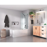 34 in. x 58 in. Frameless Fixed Panel Bathtub Door in Matte Black without Handle - Super Arbor
