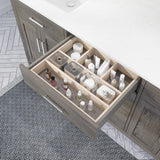 Kali 72 in. W x 22 in. D Bath Vanity in Gray ENGRD Stone Vanity Top in White with White Basin Power Bar and Organizer