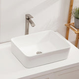 LORDEAR 19 in. x 15 in. Modern Bathroom Rectangle Above in White Porcelain Ceramic Vessel Vanity Sink Art Basin