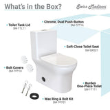 Burdon 1-Piece 0.8/1.28 GPF Dual Flush Square Toilet in White, Seat Included - Super Arbor