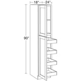 Home Decorators Collection Washington Vesper White Plywood Shaker Assembled Utility Pantry Kitchen Cabinet 4 ROT Sft Cl 18 in W x 24 in D x 90 in H