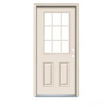 36 in. x 80 in. 9 Lite Primed Steel Prehung Left-Hand Inswing Back Door with Brickmould