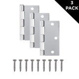 3-1/2 in. Chrome Square Corner Door Hinges Value Pack (3-Pack)